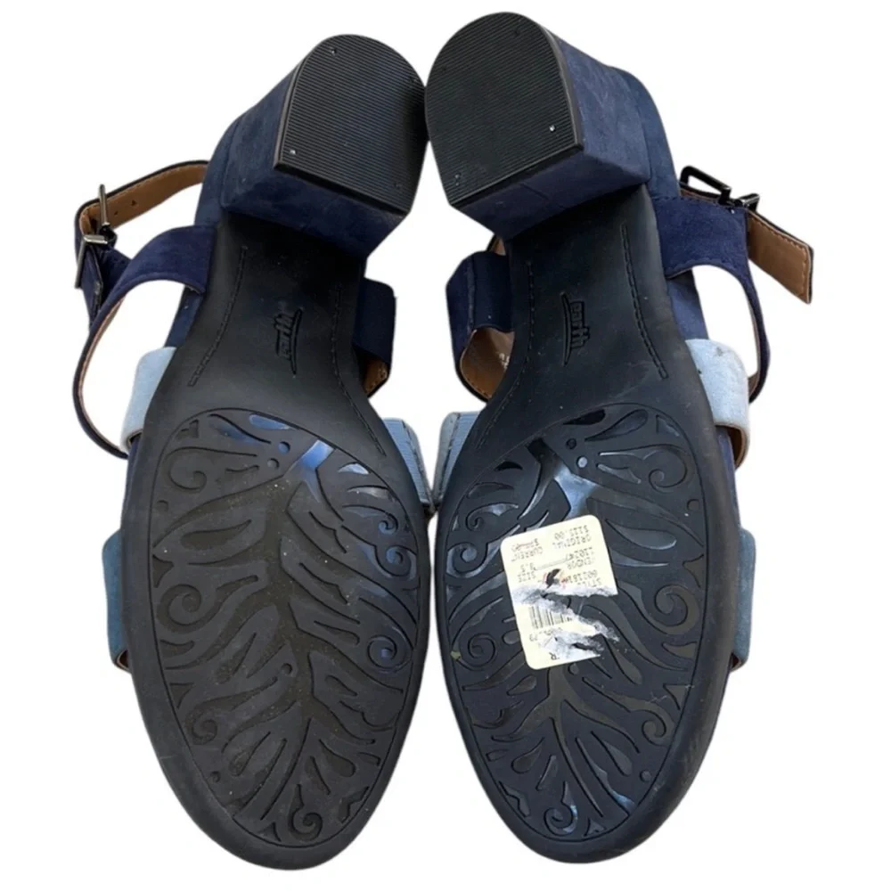 EUC Earth Leather Heeled Sandals Blue Size 8.5 - Picture 7 of 7